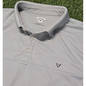 Callaway Polo Shirt Opti Dri Light Gray Short Sleeve Golf Performance Size L